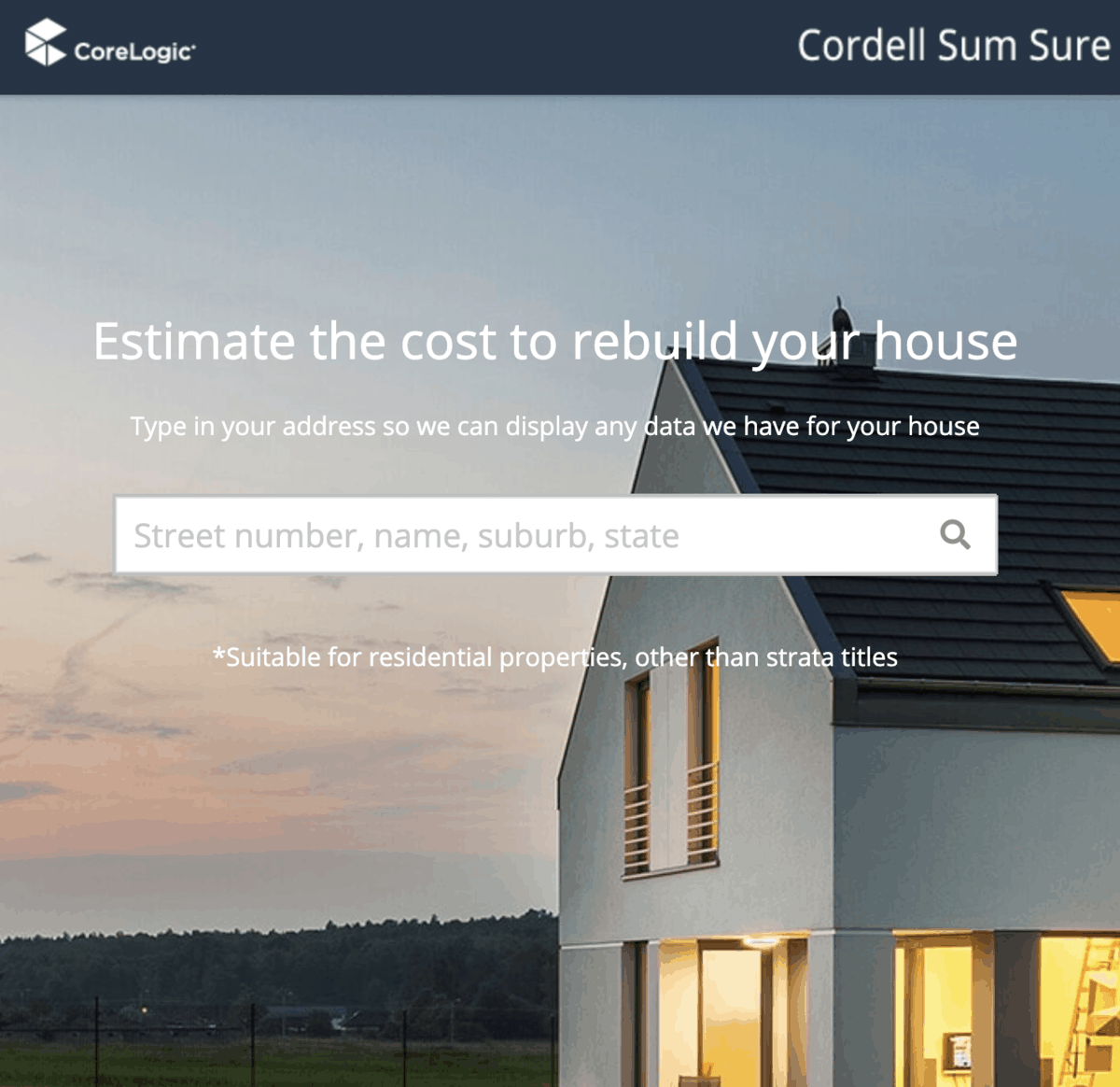 Core Logic home valuation web page
